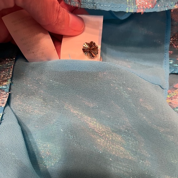 Lilly Pulitzer Galiana Silk Top Ocean Breeze Size M - Picture 15 of 16